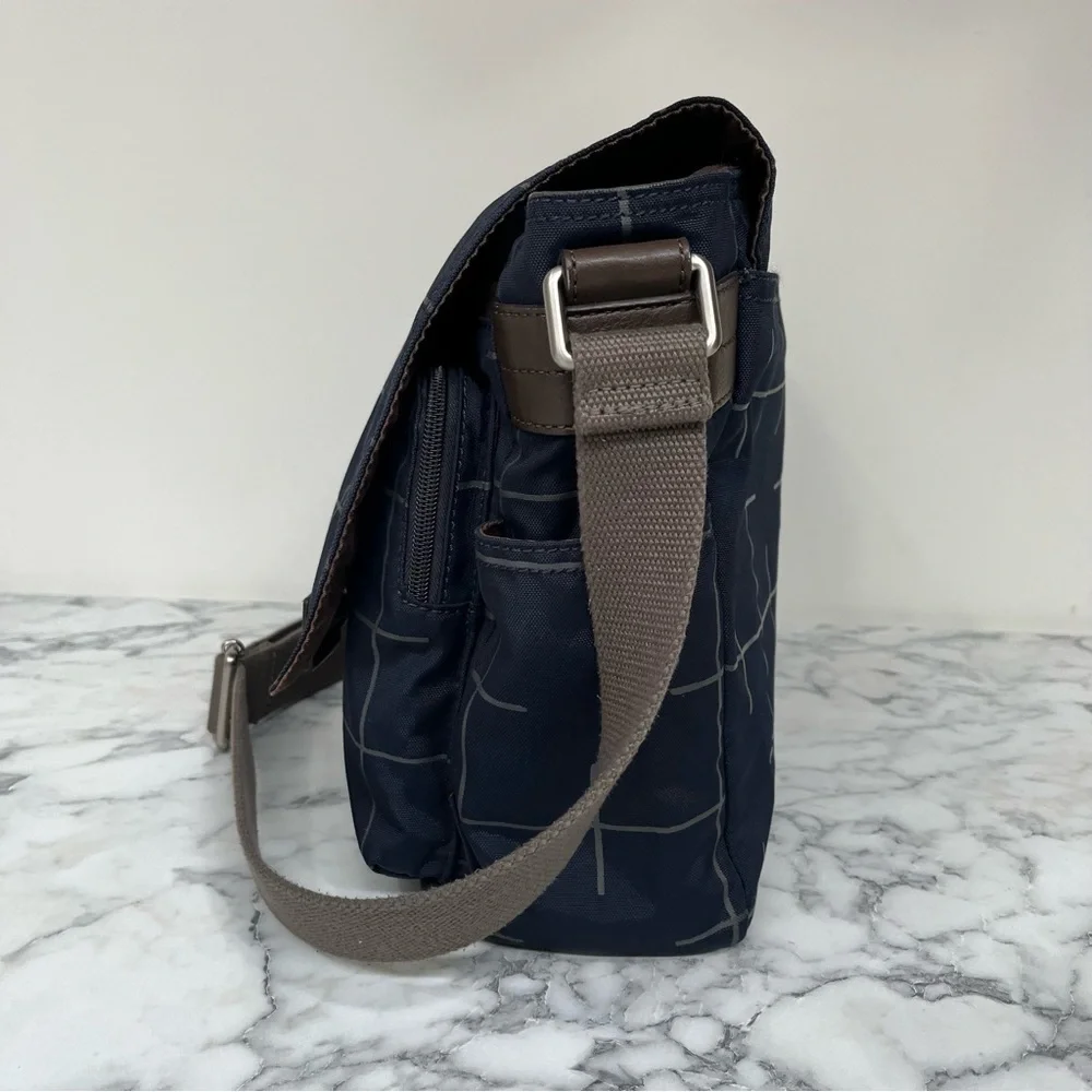 FOSSIL Field messenger crossbody laptop bag navy blue canvas